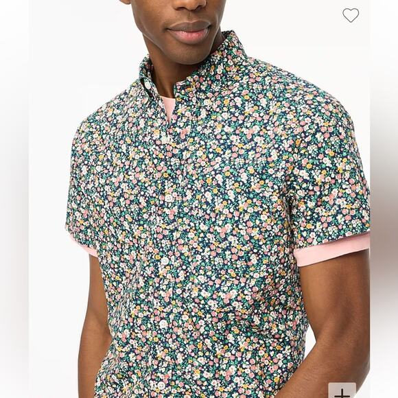 J Crew Short-Sleeve Floral Printed Flex Casual Shirt Size M